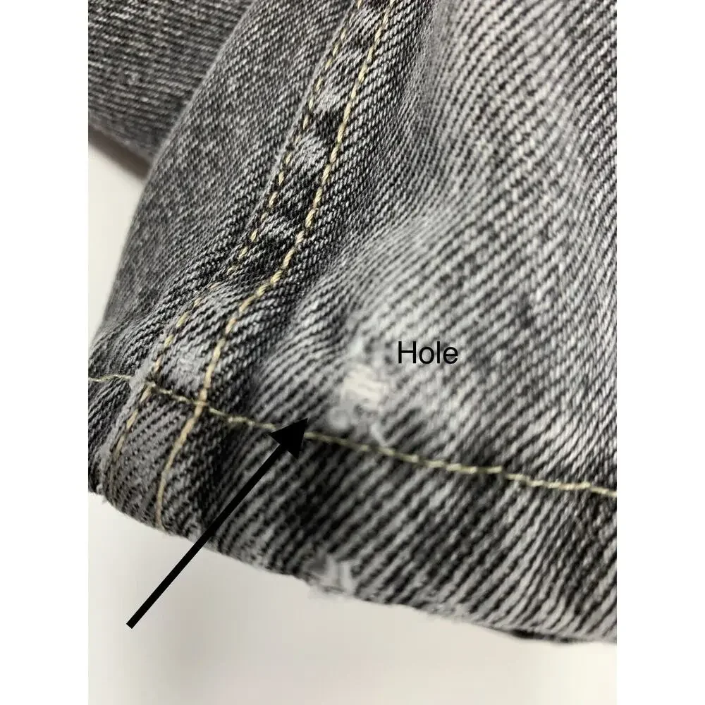 Lands' End Traditional Fit Jeans Mens Size 36 Distress Grunge Black Faded Denim‎